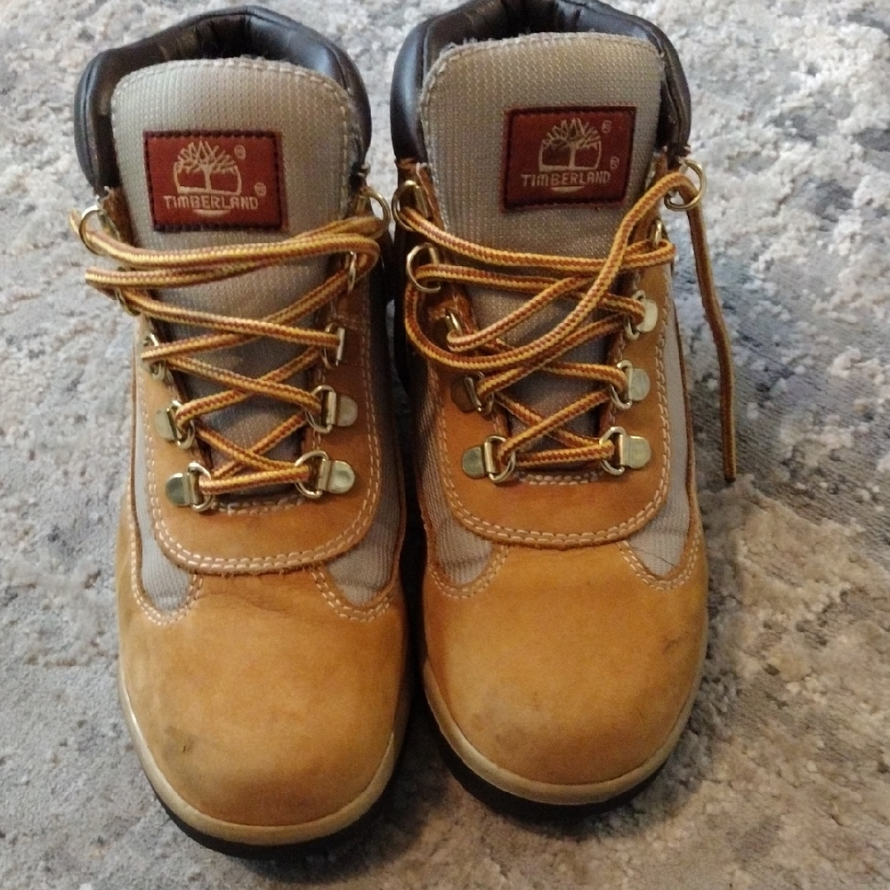 Timberland Tan and Gray Lace-Up Boots